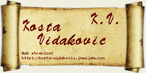 Kosta Vidaković vizit kartica